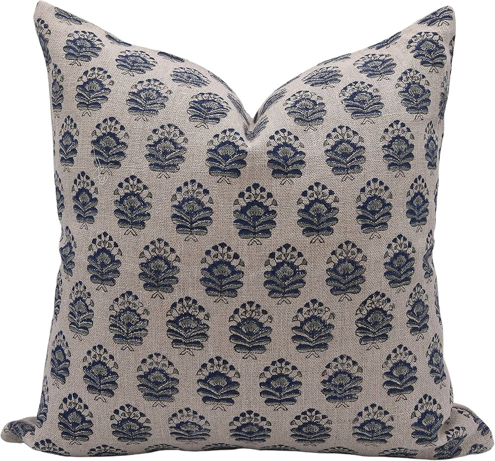 Thick Linen Throw Pillow Cover, Handmade (Navy Blue, 20X20 INCH) | Amazon (US)