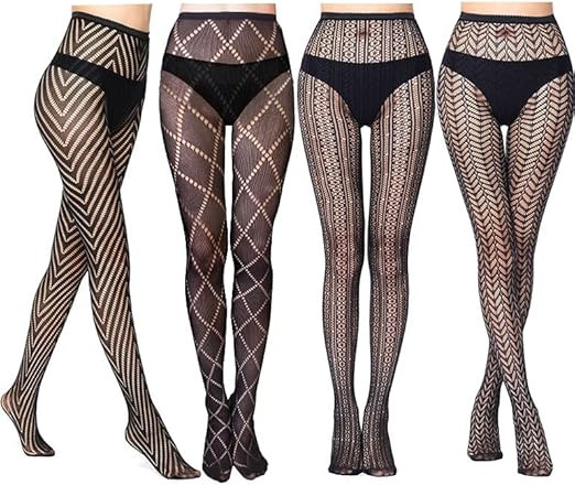 VERO MONTE Women Patterned Fishnets Tights Small Hole Thigh High Sexy Stockings | Amazon (US)