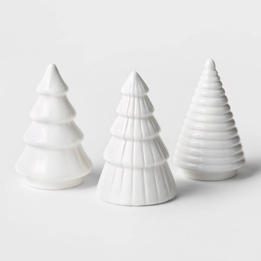 3pc Ceramic Tree Decorative Figurine Set White - Wondershop | Target