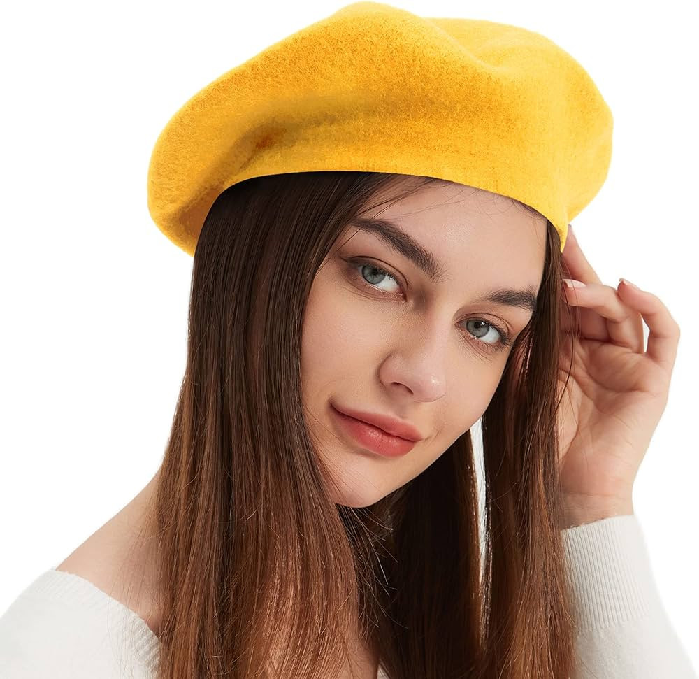 Wool Beret Hat French Beret Cap Winter Artist Painter Hat Solid Color for Women | Amazon (US)