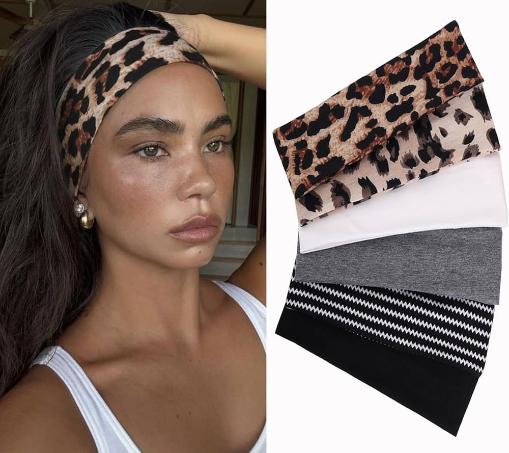 Leeven Fashion Headbands for Women 6 PCS Non Slip Soft Elastic Hair Bands Cute Headband Yoga Runn... | Amazon (US)