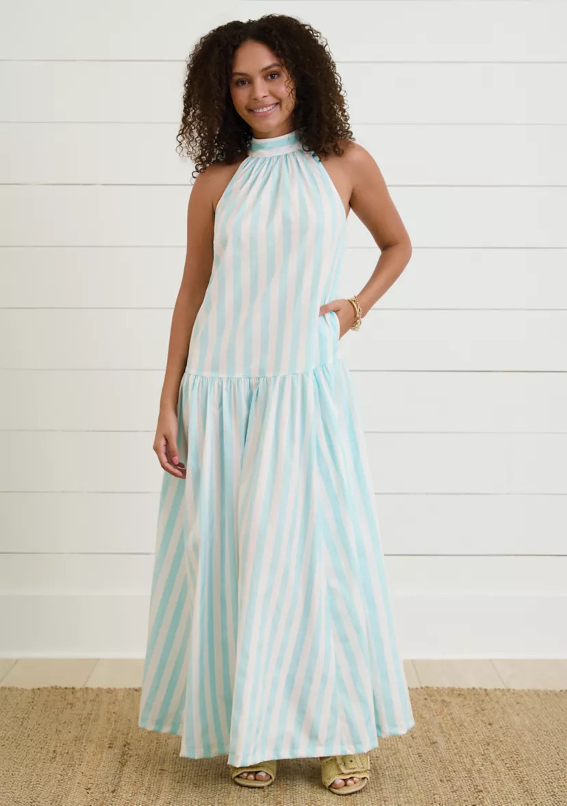 Crown & Ivy™Sewing Down South x Crown & Ivy™ Amanda Striped Halter Neck Maxi Dress | Belk
