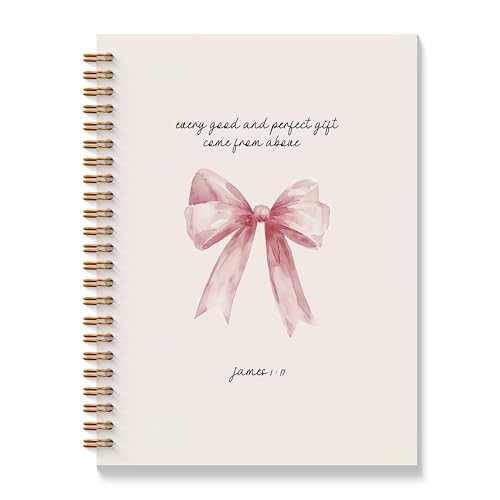 BAYOGITA Pink Christian Notebook - Pink Bow Christian Journal, Pink Bible Verse Spiral Notebooks, Coquette Preppy School Supplies Notebooks, Preppy Christian Gifts, Coworker Gifts, 5.5x8.3 Inches | Amazon (US)