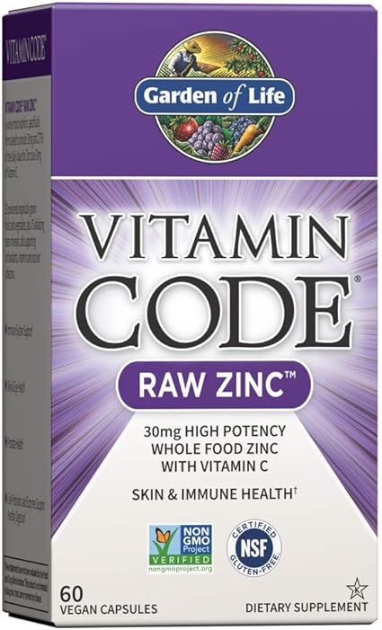 Garden of Life Vitamin Code Raw Zinc, 30mg Whole Food Zinc Supplement + Vitamin C, Trace Minerals... | Amazon (US)
