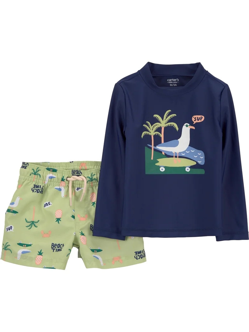 Carter's Child of Mine Toddler Boy Rash Guard Swimsuit Set, 2-Piece, Sizes 12M-5T | Walmart (US)