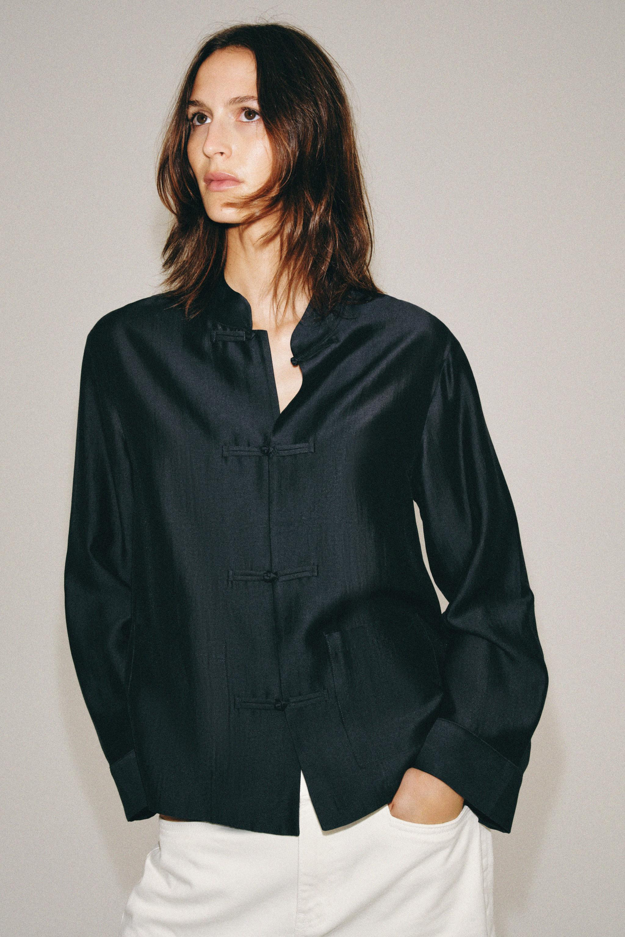 ZW COLLECTION SATIN SHIRT WITH FROG FASTENING | Zara UK