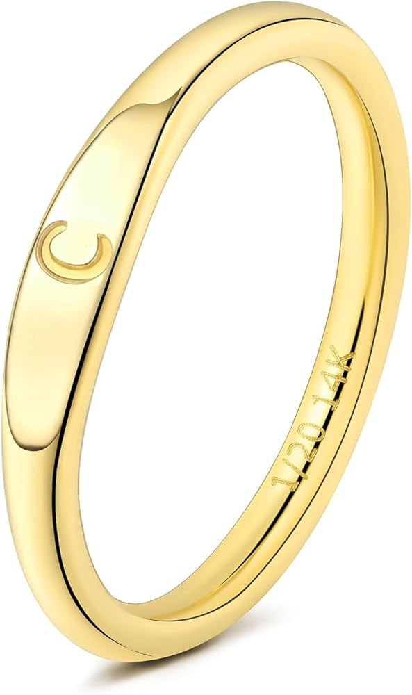 Gold Initial Rings for Women Non Tarnish Thumb Rings for Teen Girls 14K Gold plated for Women | Amazon (US)