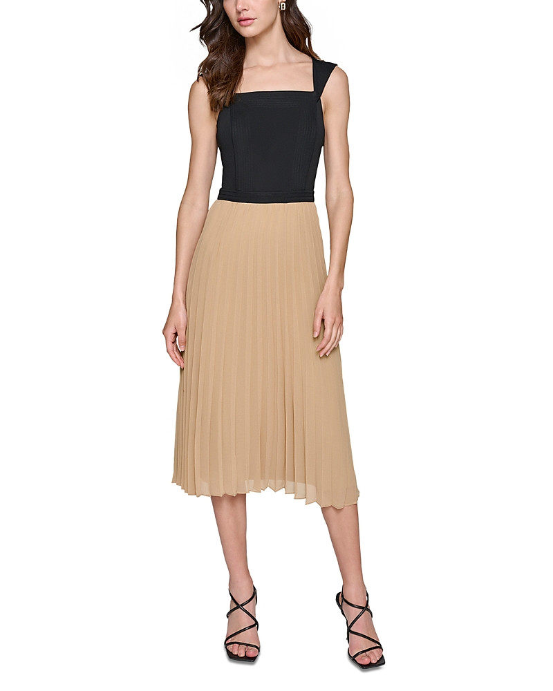 Karl Lagerfeld Paris Square Neck Pleated Dress | Bloomingdale's (US)