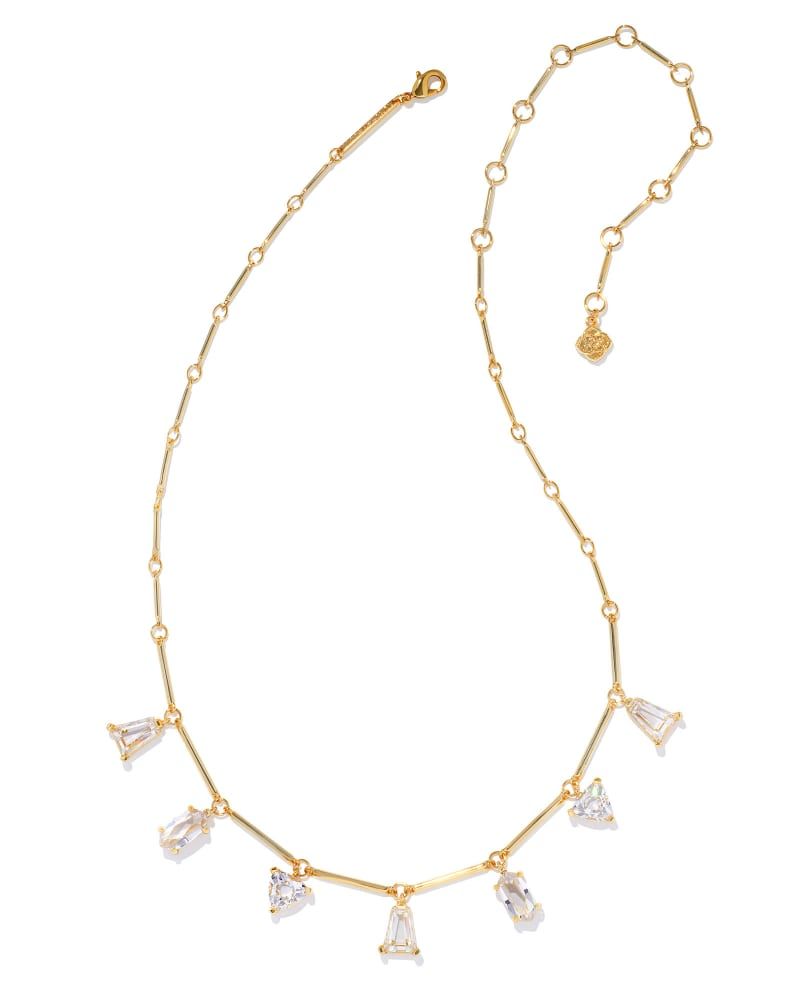 Blair Gold Jewel Strand Necklace in White Crystal | Kendra Scott