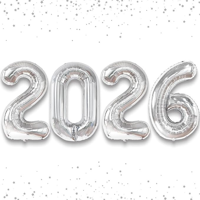 KatchOn, Giant Silver 2026 Balloons - 42 Inch | New Year Balloons | 2026 Balloon Numbers | Silver... | Amazon (US)