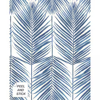 NextWall Paradise Palm Coastal Blue Botanical Vinyl Peel & Stick Wallpaper Roll (Covers 30.75 Sq.... | The Home Depot
