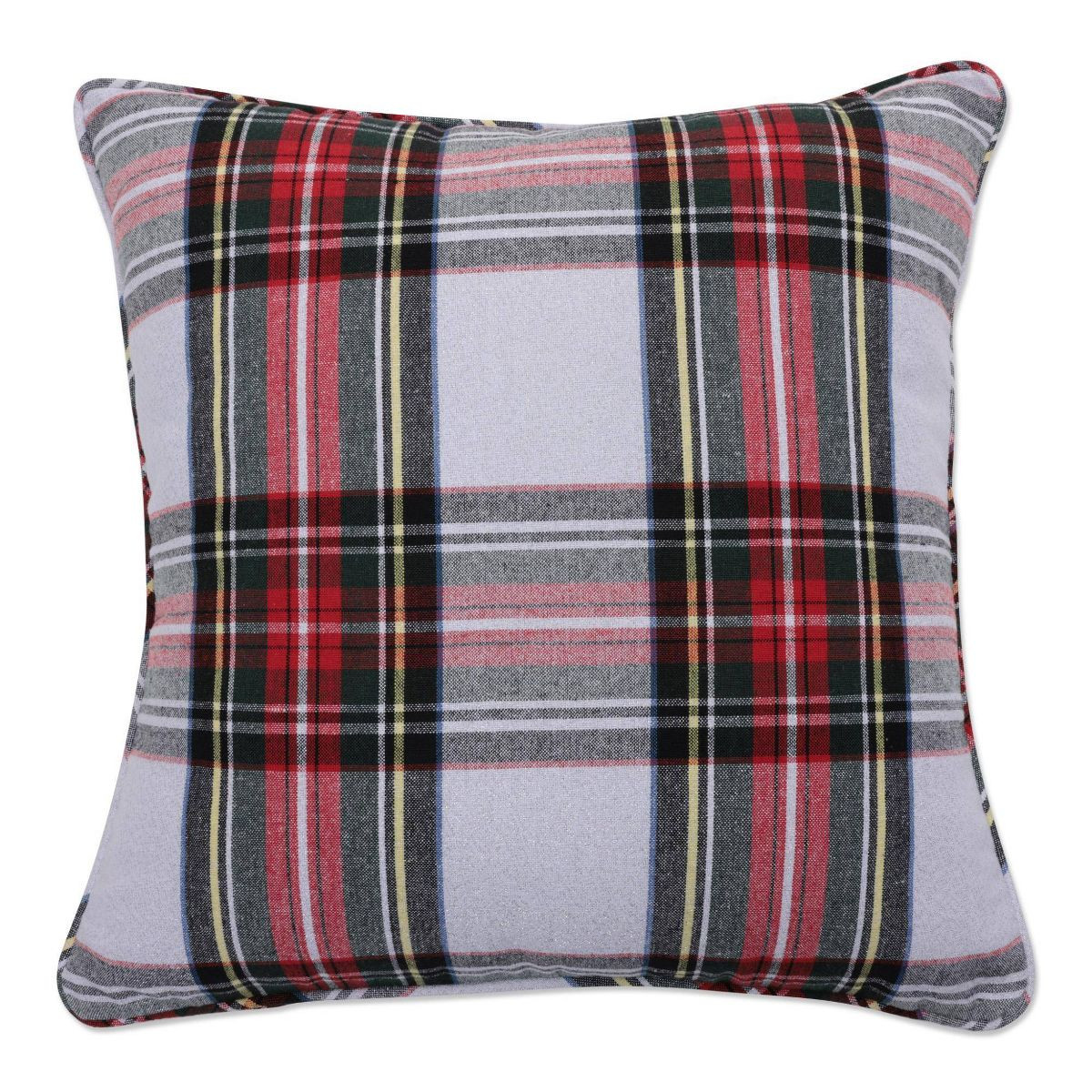 18"x18" Plaid Christmas Indoor Square Throw Pillow Red - Pillow Perfect | Target