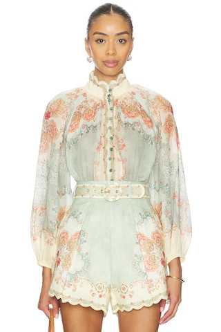 Zimmermann Daylight Blouse in Wallpaper Floral Mint from Revolve.com | Revolve Clothing (Global)