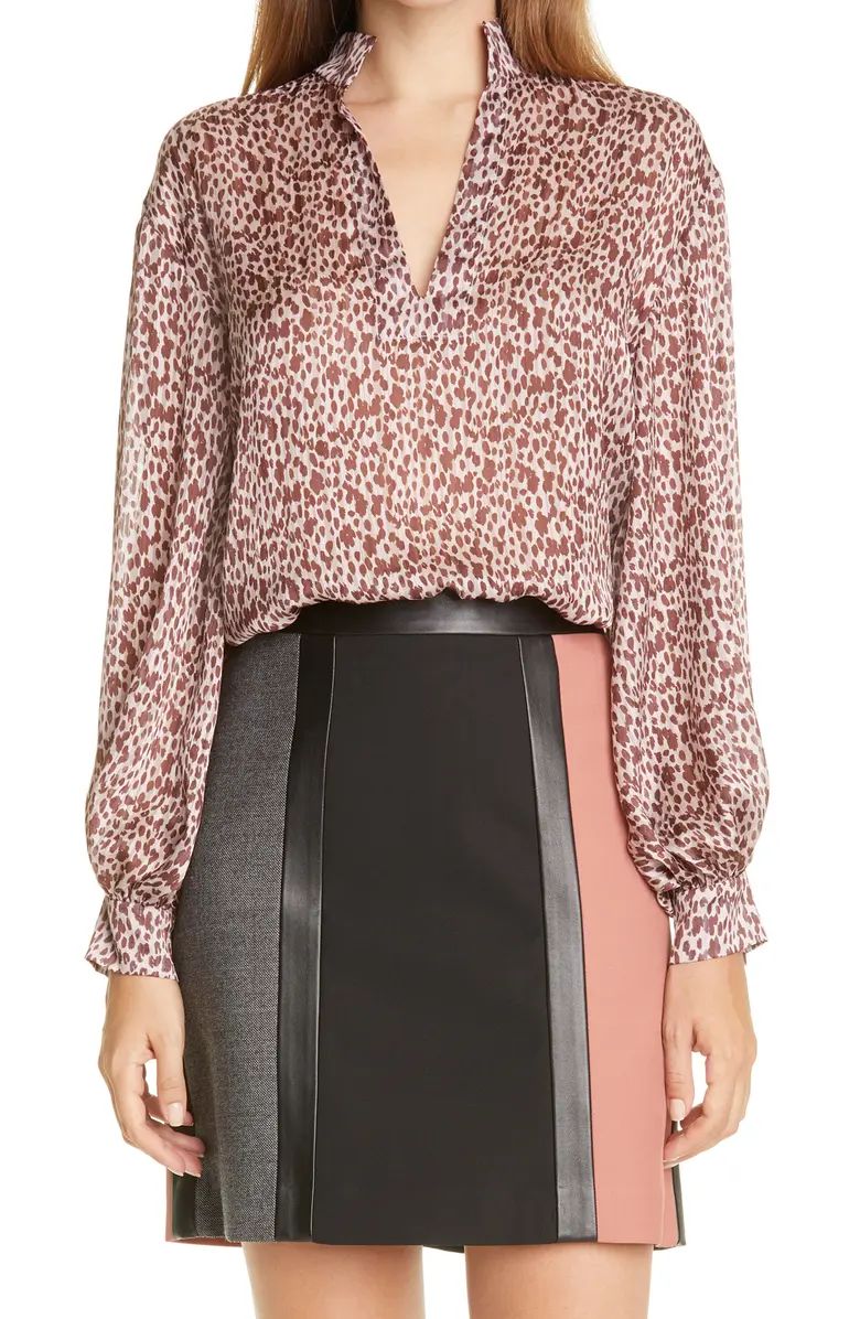 Nora Animal Print Balloon Sleeve Top | Nordstrom