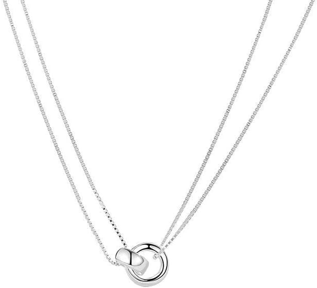 18K Gold Plated Double Circle Pendant Necklace with Interlocking Rings Design, Minimalist Geometr... | Amazon (US)