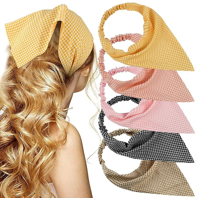 TOBATOBA Lattice Hair Scarf Headband 5 Pcs for Women Girls - Chiffon Head Kerchief Elastic Bandan... | Amazon (US)