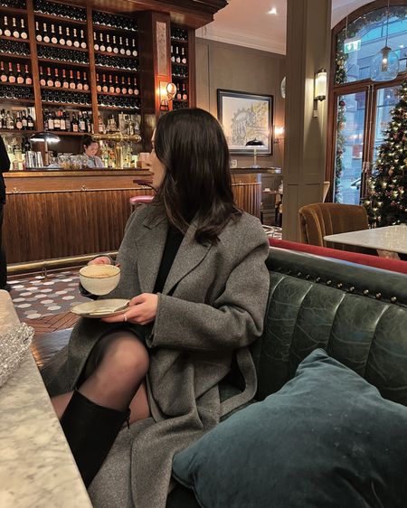 grey wool coat, wolford tights, chanel lipstick, knee high boots, black bodysuit, grey blazer, grey miniskirt, silver hoops, h&m, wolford, harrods, john lewis, abercrombie & fitch, tu clothing, arket, lululemon, by far, net-a-porter, astrid & miyu, office outfits

#LTKeurope #LTKstyletip #LTKSeasonal