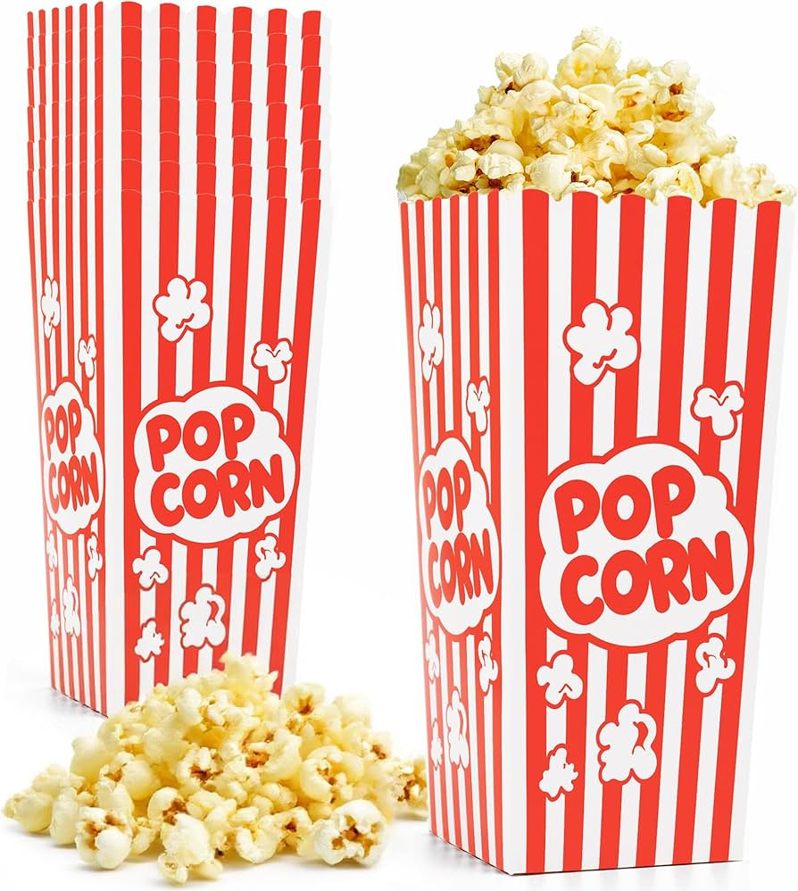 24 Pcs Popcorn Boxes, 7.9" Tall and 3.6" Square Large Capacity Popcorn Containers Buckets for Pop... | Amazon (US)