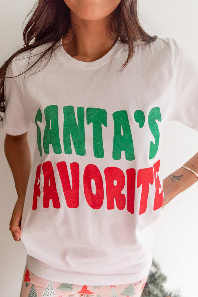 Santa's Favorite White Graphic tee | Pink Lily