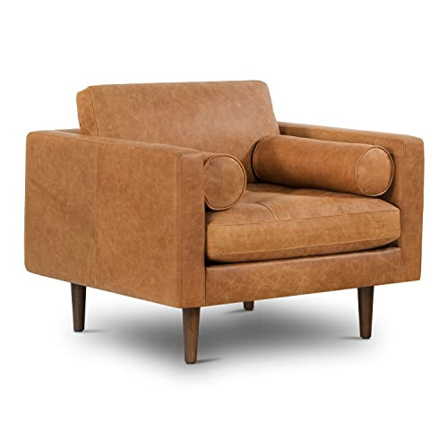 POLY & BARK Napa Lounge Chair in Full-Grain Pure-Aniline Italian Tanned Leather in Cognac Tan | Amazon (US)