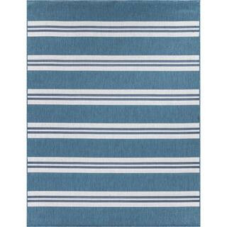 StyleWell Stripes Blue 2 ft. x 3 ft. Indoor/Outdoor Scatter Rug 31041 - The Home Depot | The Home Depot