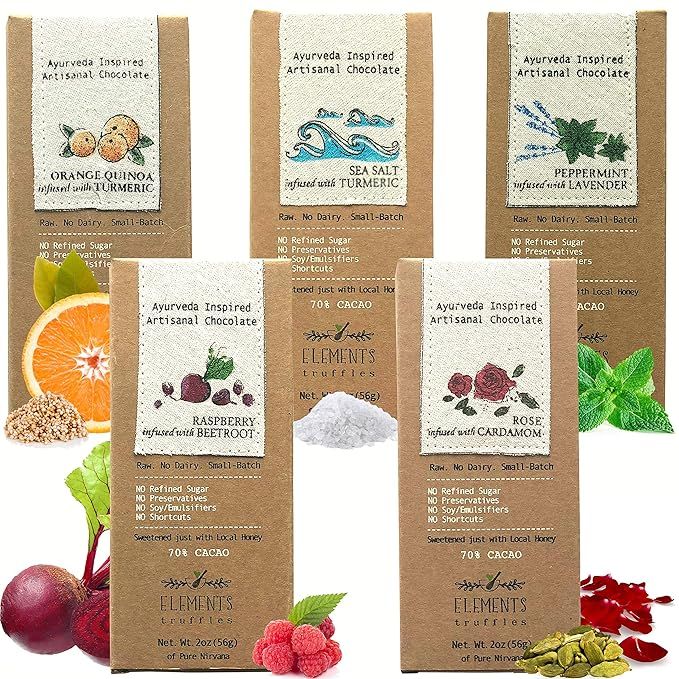 Elements Truffles Sampler Pack - Dairy Free Chocolate Bar - Gluten Free, Non-GMO, Raw & Organic C... | Amazon (US)