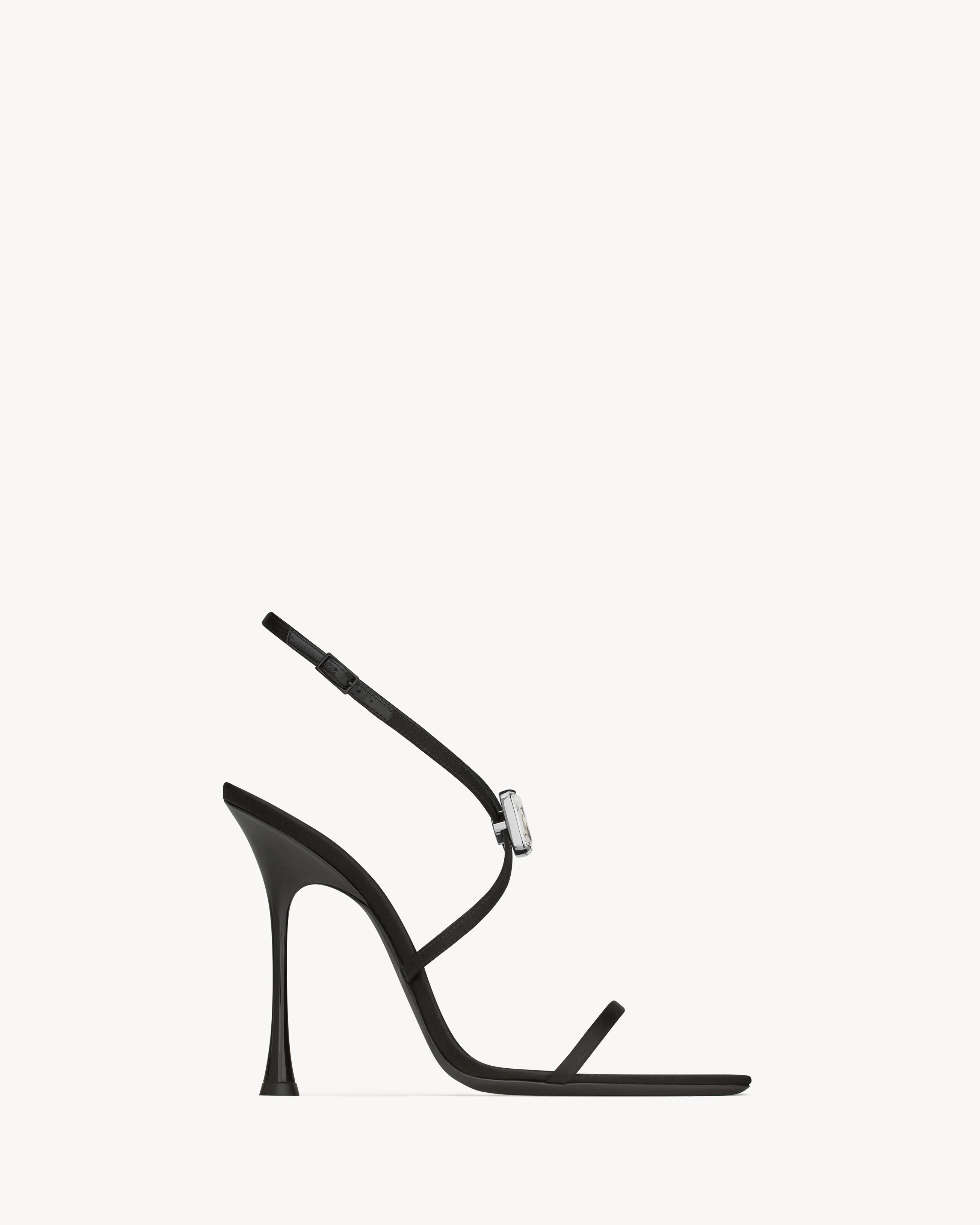 Saint Laurent Harlow Sandals In Satin Crepe And Crystals - Black - Women - 42 | Saint Laurent Inc. (Global)