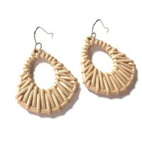 Natural Rattan Earrings Dangle Bohemian Large Beige Woven Weave Lightweight Drop Hook Teardrop Funky Charm Statement Art Jewelry | Etsy (US)