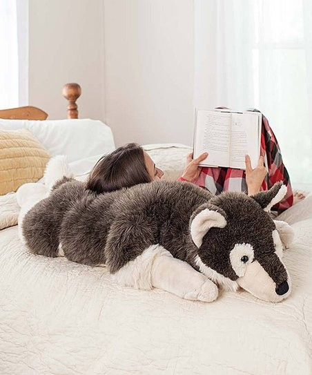 Plow & Hearth White & Gray Husky Plush Body Pillow | Zulily