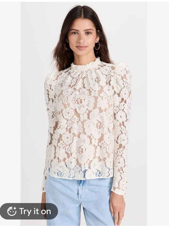 WAYF Emma puff sleeve lace top size medium | Poshmark