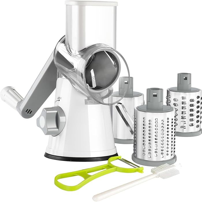 Ourokhome Rotary Cheese Grater Hand Crank, Kitchen Shredder Speed Mandolin Slicer Nuts Grinder wi... | Amazon (US)