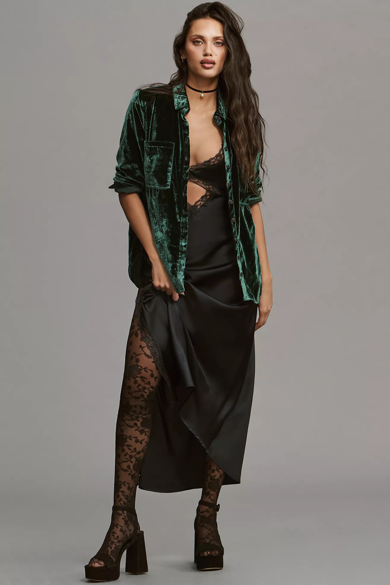 Pilcro Relaxed Velvet Buttondown Shirt | Anthropologie (US)