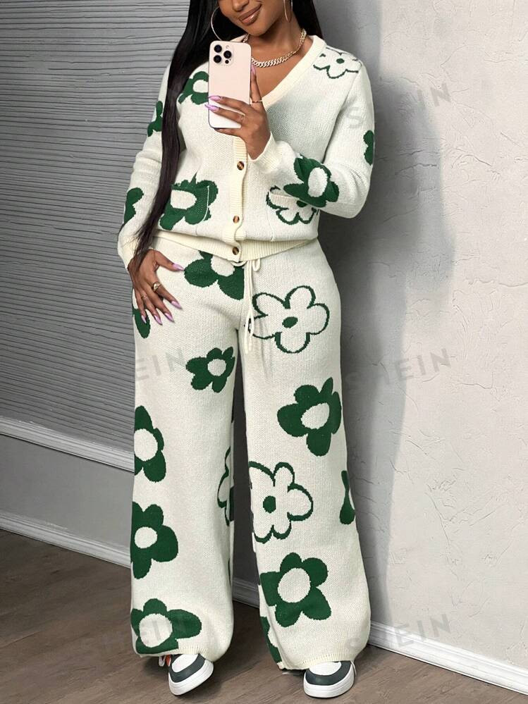 SHEIN Slayr New Year Holiday New Autumn And Winter Casual Simple V-Neck Long-Sleeved Open Placket... | SHEIN