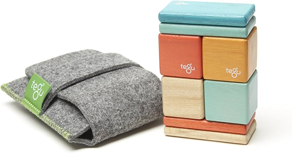 8 Piece Tegu Pocket Pouch Magnetic Wooden Block Set, Sunset | Amazon (US)