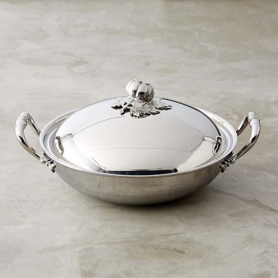 Ruffoni Opus Prima Hammered Stainless-Steel Wok with Tomato Knob, 4 3/4-Qt. | Williams-Sonoma