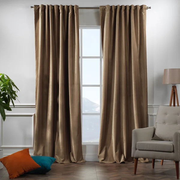 Solid Luxury Matte Velvet, Decorative Curtain, Room Darkening (Set of 2) | Wayfair North America