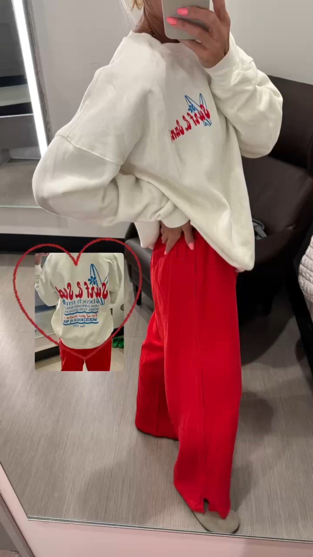 Comfy, cute, and under budget 💘 This “Surf & Sand” sweatshirt and bold red wide-leg pants combo from @target is giving major lounge-with-style energy!
Perfect for errands, chill days, or a pop of color moment at home. Wearing size Medium in both for a relaxed fit.
📌 Linked everything on my LTK—run, don’t walk!

#TargetStyle #LTKunder50 #LTKloungewear #LTKcasual #LTKfinds #TargetFinds #cozybutmakeitcute #LTKBackToSchool


#LTKFindsUnder50 #LTKOver40 #LTKActive