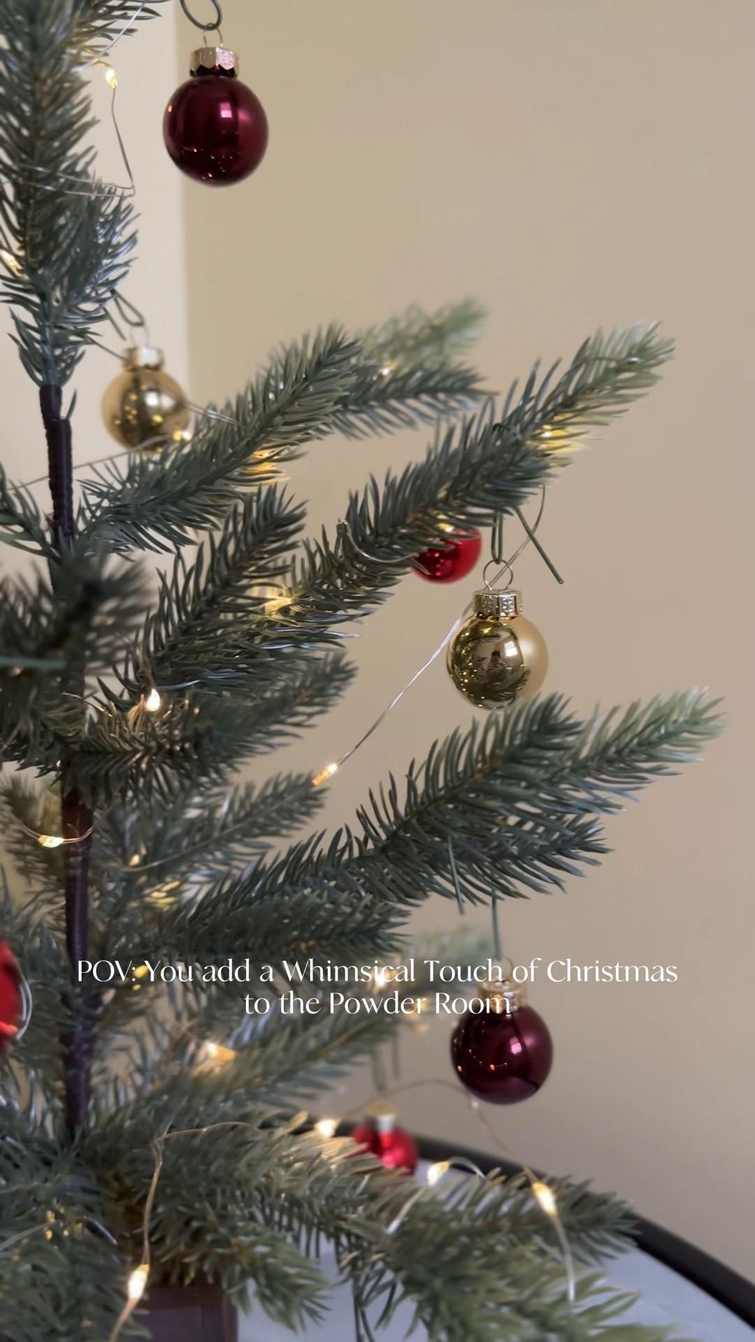 I added this fun mini Christmas tree with mini glass Christmas ornaments and LED fairy lights in the powder room. It reminds me of Charlie Brown. 

This took no more than 5 minutes and adds a touch of the holidays in the Powder Room for guests. 

Mini Christmas tree // whimsical Christmas // holiday decor // Christmas decor // target seasonal // target Christmas // glass ornaments // glass balls // Aesop hand cream 

#LTKVideo #LTKhome #LTKHoliday