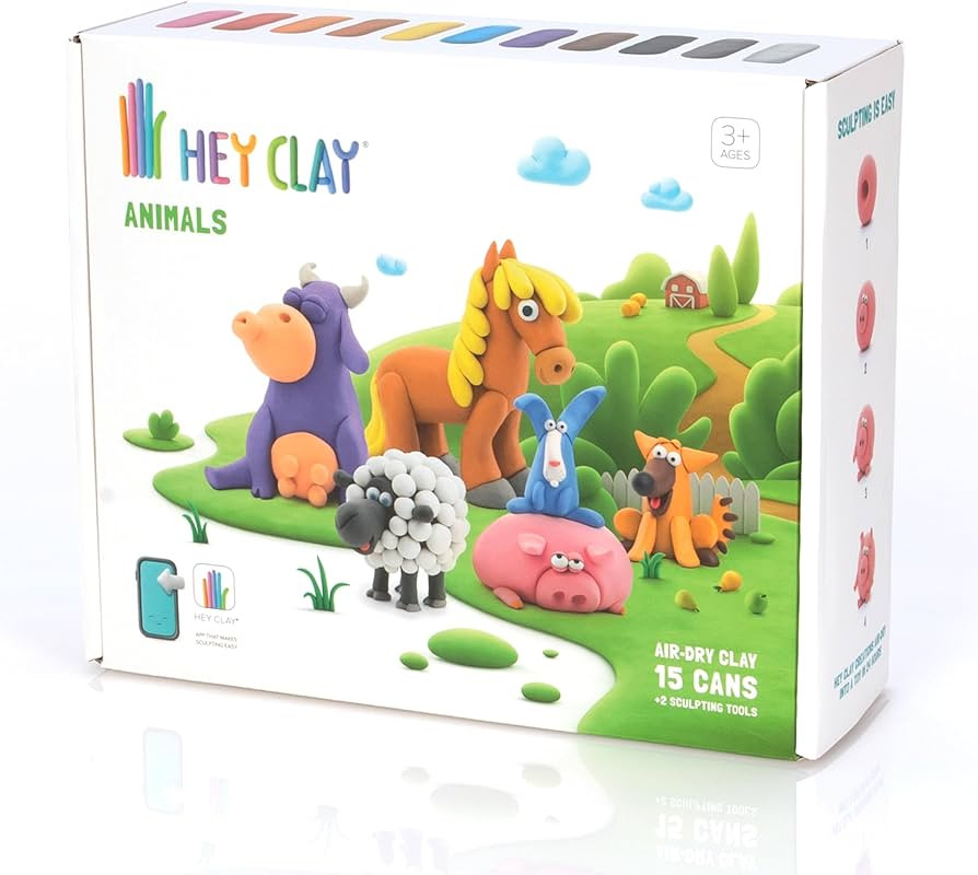 Fat Brain Toys Hey Clay Animals, Air Dry Clay Kit with Interactive App for Kids & Tweens, Modelin... | Amazon (US)