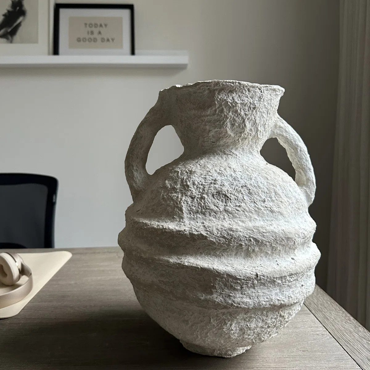 Handcrafted Boho Pottery Vase with Paper Mache Detailing and Textured Artisan Design | Wayfair North America