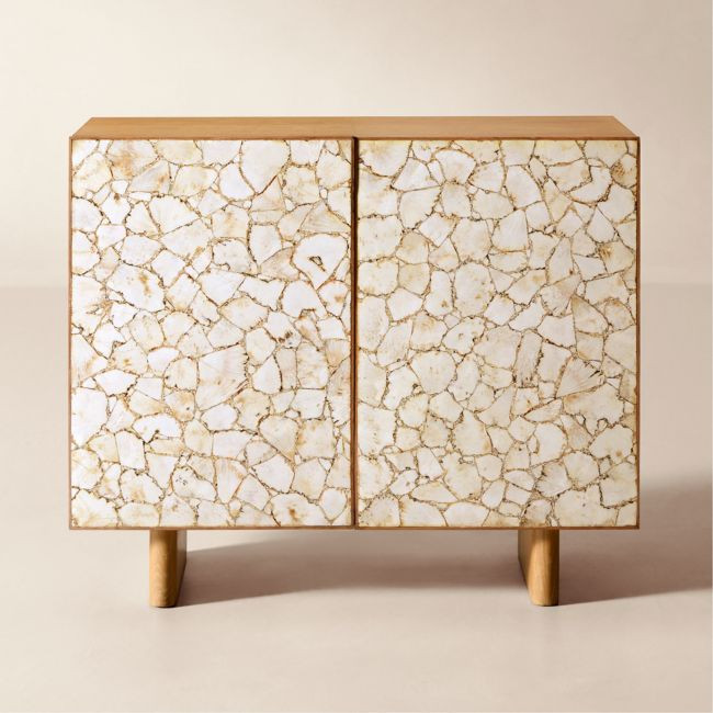 Lina 40" Stone and White Oak Entryway Cabinet | CB2