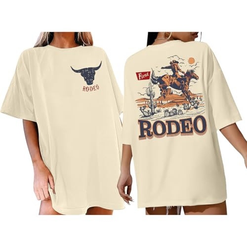 Oversized Western Graphic Shirt Women: Cowboys Country Shirt Casual Rodeo Howdy Cowgirl Tee Top A Apricot | Amazon (US)