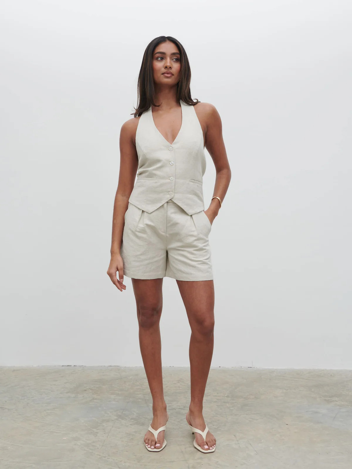 Natasha Linen Shorts - Natural | Pretty Lavish (UK)