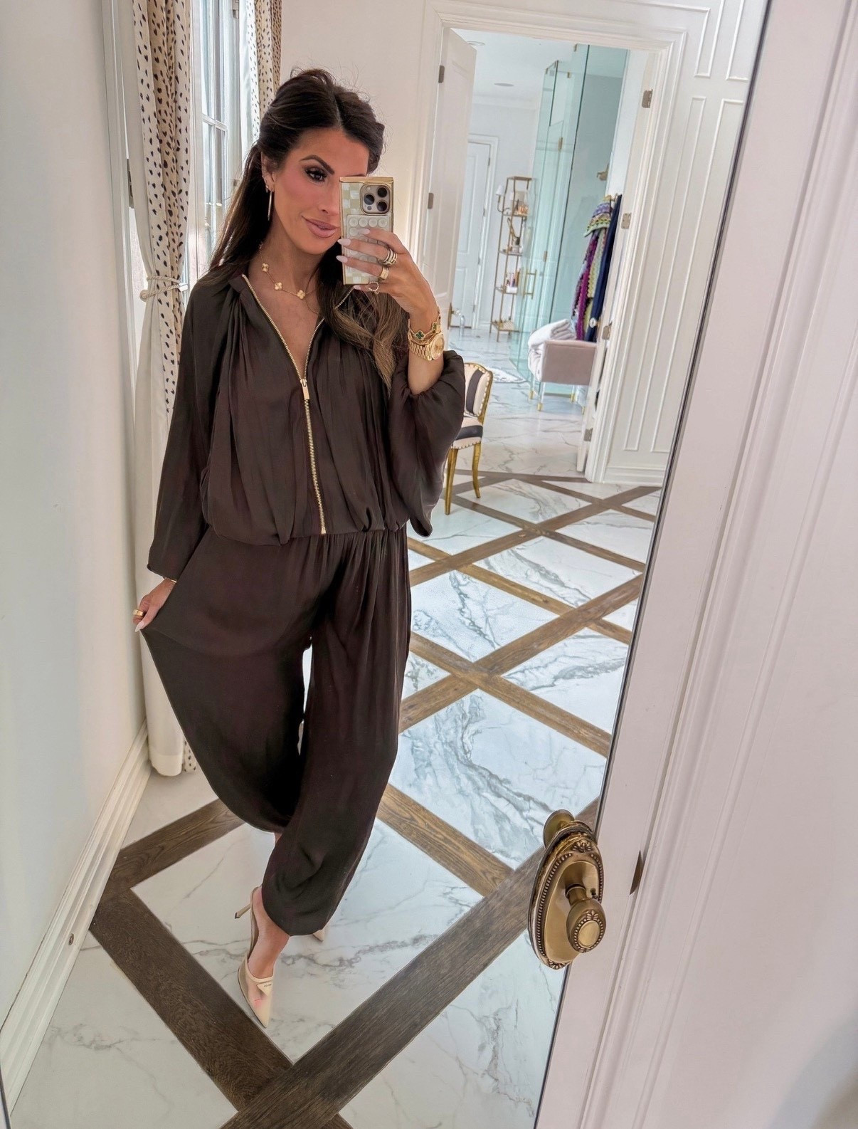 Wearing a size medium in both the top and matching pants! These pants look like Zimmerman!

Zara finds
Zara fashion
Matching set
Satin matching set
Chocolate brown outfits
Maternity outfits
Date night outfit
Summer outfit
Travel outfit 
Emily Ann Gemma

#LTKgrwm #LTKootd #LTKSeasonal