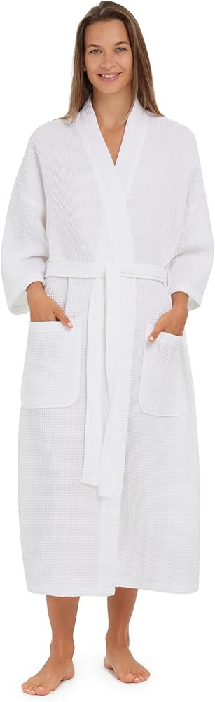MONARCH Unisex Square Waffle Spa Kimono Robe – Soft Lightweight Fabric & Generously Sized Hotel... | Amazon (US)