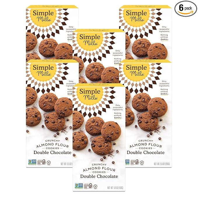 Simple Mills Almond Flour Crunchy Cookies, Double Chocolate Chip - Gluten Free, Vegan, Healthy Sn... | Amazon (US)