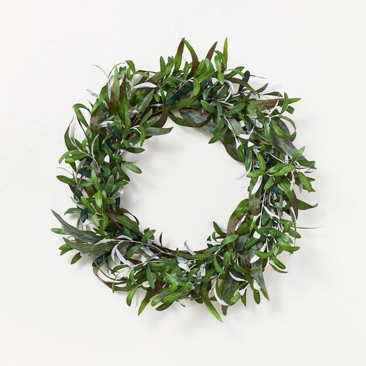26" Artificial Olive Leaves Wreath Green - Threshold™ designed with Studio McGee | Target