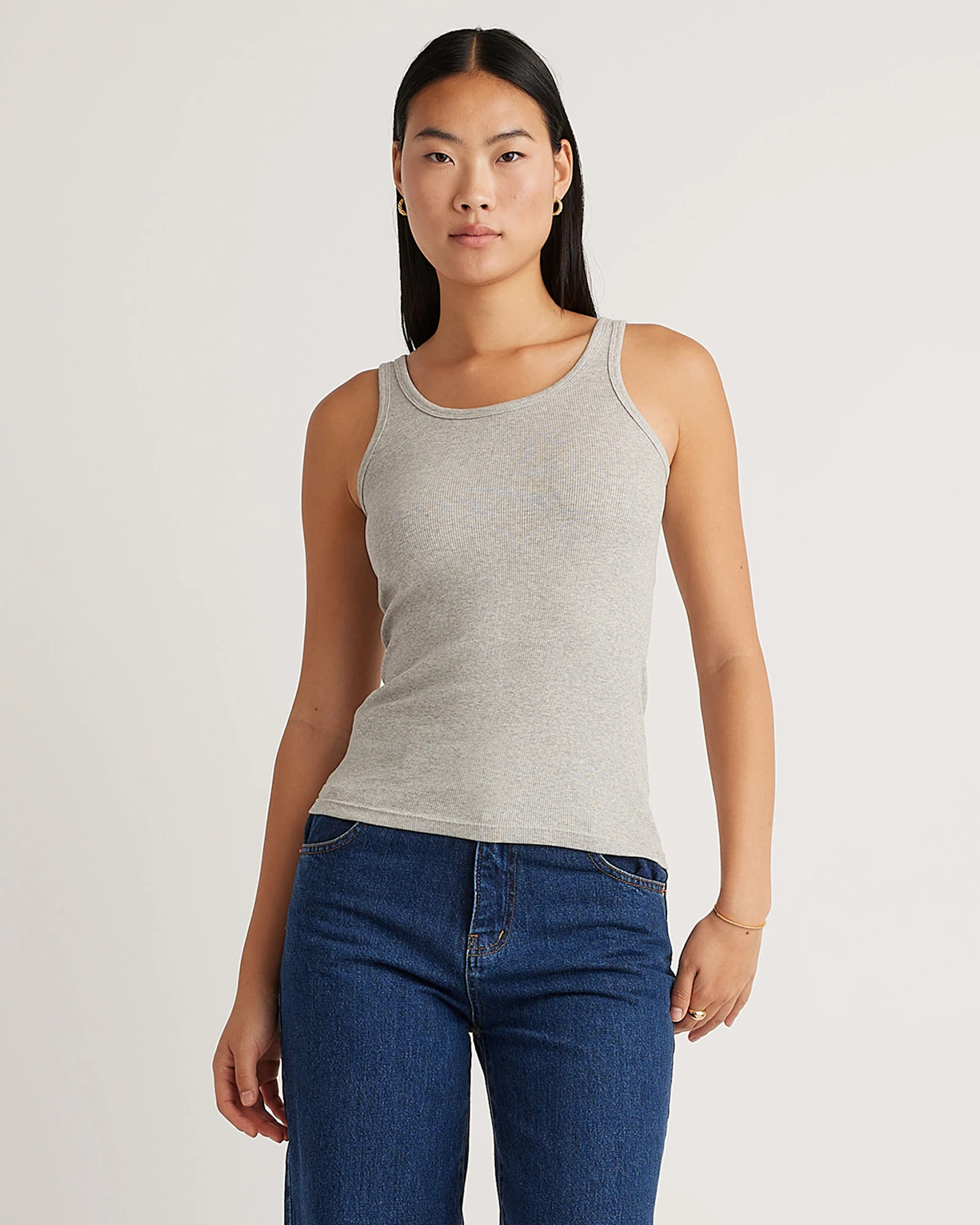 Organic Cotton Micro-Rib Scoop Neck Tank | Quince