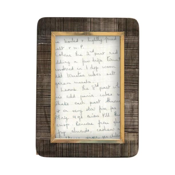 Creative Co-Op Hand-Carved Horn Photo Frame with Brass Border, Black & Natural (Holds 4" x 6" Pho... | Walmart (US)