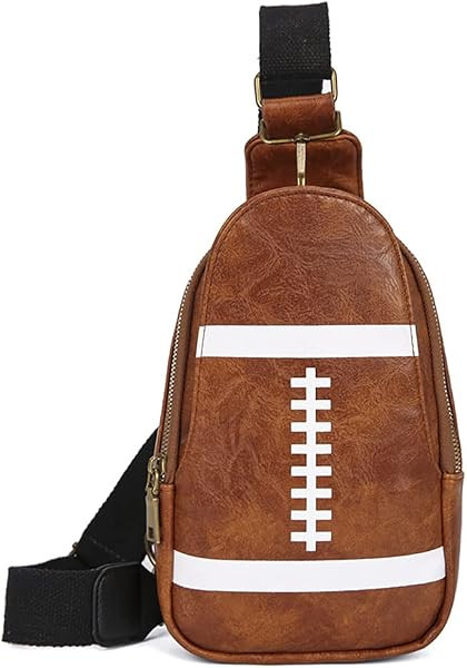 Pu Leather Football Print Sling Bag For Women, American Baseball Rugby Sports Chest Bag, Men's Tr... | Amazon (US)